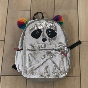 Used Sequin flip panda backpack